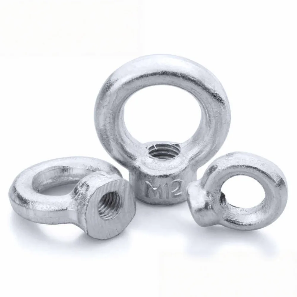 DIN582 Lifting Ring Nut Galvanized Carbon Steel Pull Ring Eye Nut M6-M16 Internal Thread Loop Hole for Lifting Rigging Fitting
