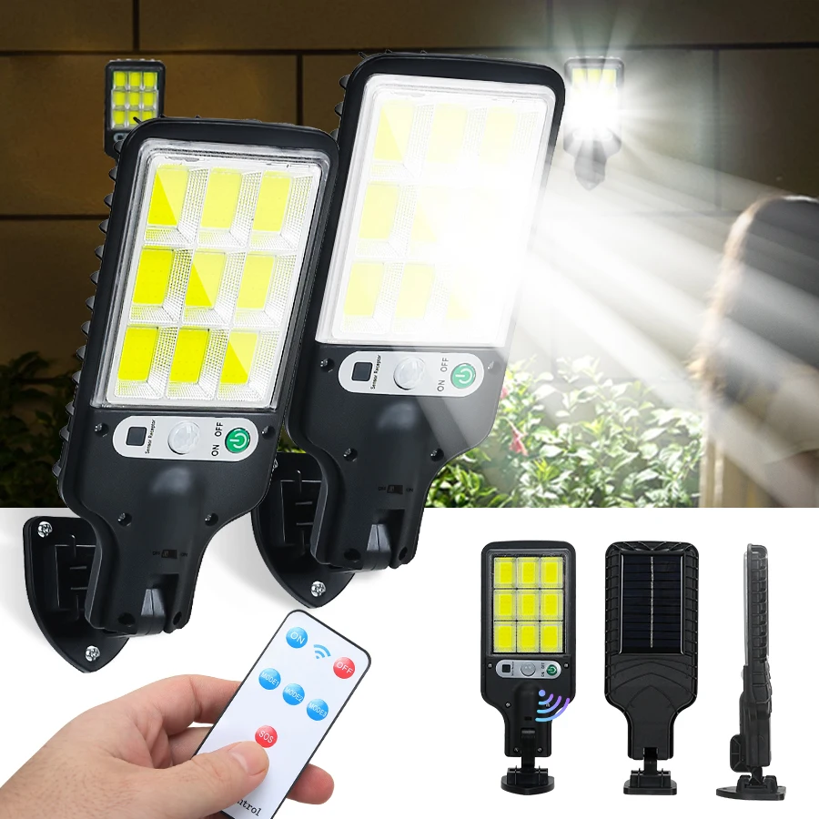 

LED Solar Lights Outdoor Garden Street Light With Motion Sensor and Remote Control Waterproof Wall Light for Garage Floodlight
