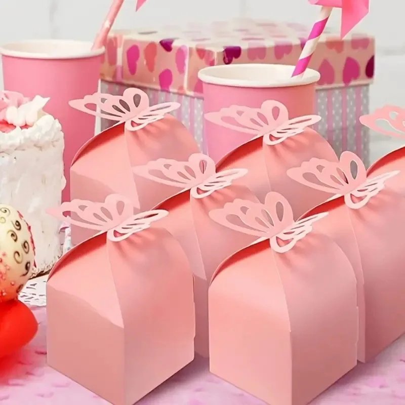 100 boîtes cadeaux petites, boîtes carrées en papier nacré pour bonbons, papillons, pour anniversaires, mariages, fêtes, boîtes à friandises, boîtes en papier pour mariage