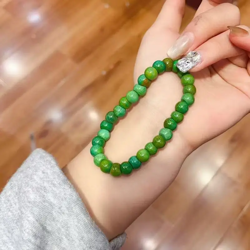 Magnesite, Turquoise, Rapeseed Green, Large Intestine-Shaped Beads Bracelets And Jewelry