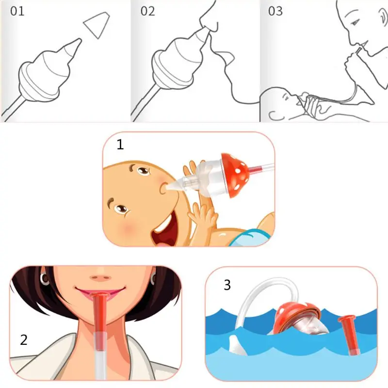 Aspirador de sucção nasal do bebê, limpador de nariz, otário, sucção de boca do bebê, tipo de cura