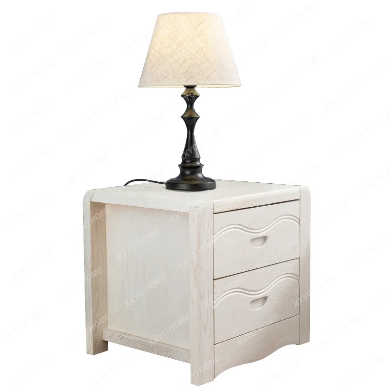 خزانة ذات درجين من الخشب الصلب والبلوط الأحمر وبسيطة وحديثة وبسيطة باللون الأبيض ودرج مزدوج وخزانة على الطراز الصيني #2