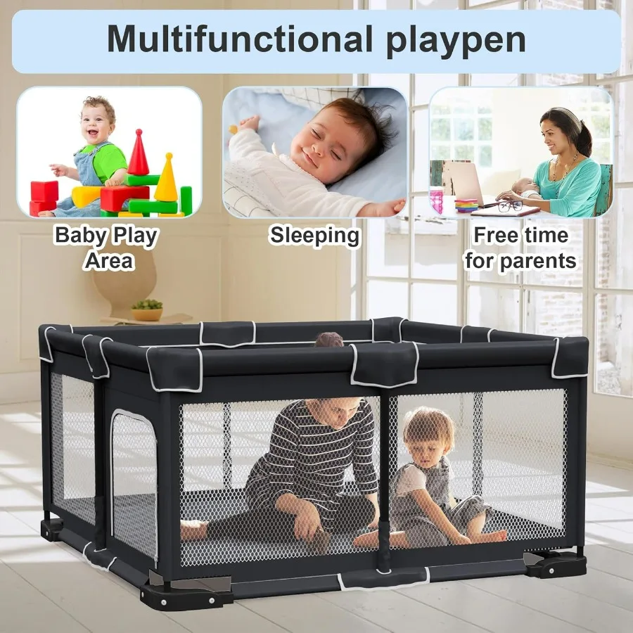 Box per bambini pieghevole con tappetino per un gioco sicuro al coperto: cortile da gioco portatile e pieghevole con due maniglie include un Si adatto