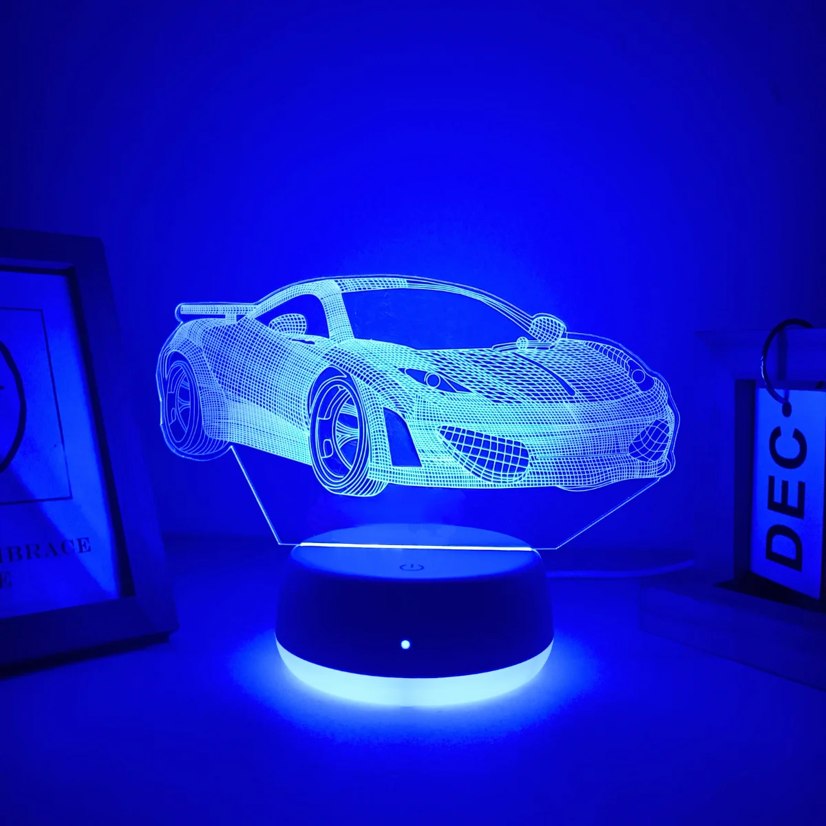 1pc Colorful Sports Car 3D Night Light, USB Powered Touch Switch with Seven Color Gradient, Suitable for Multiple Scenarios.