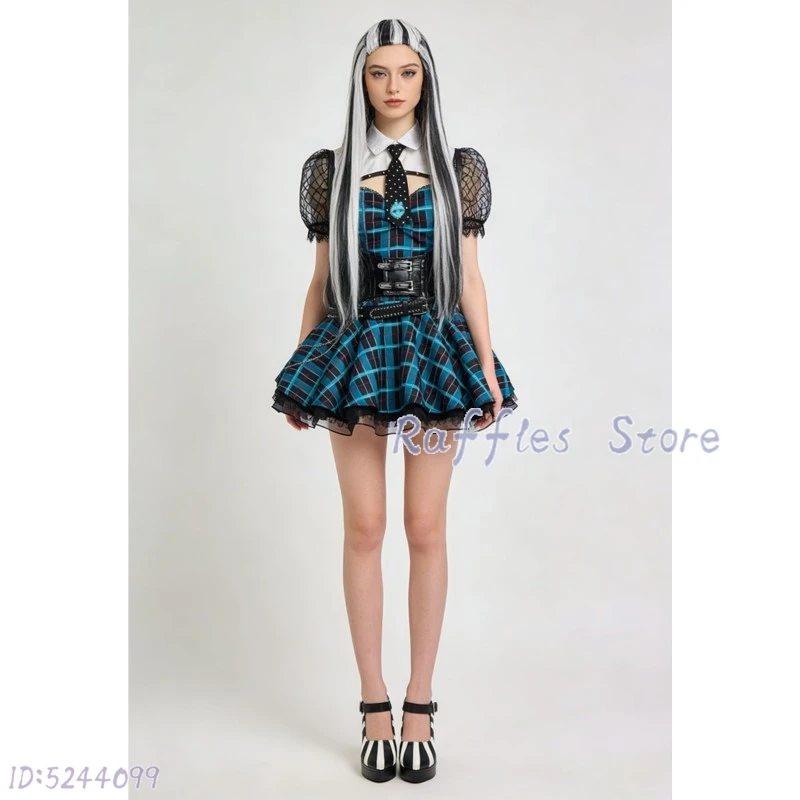 Raffles Store Frankii Disfraz de Cosplay, Peluca de Monstruo Frankenstein, Vestido Estilo Anime para Mujer, Uniformes Escolares para Mujer G