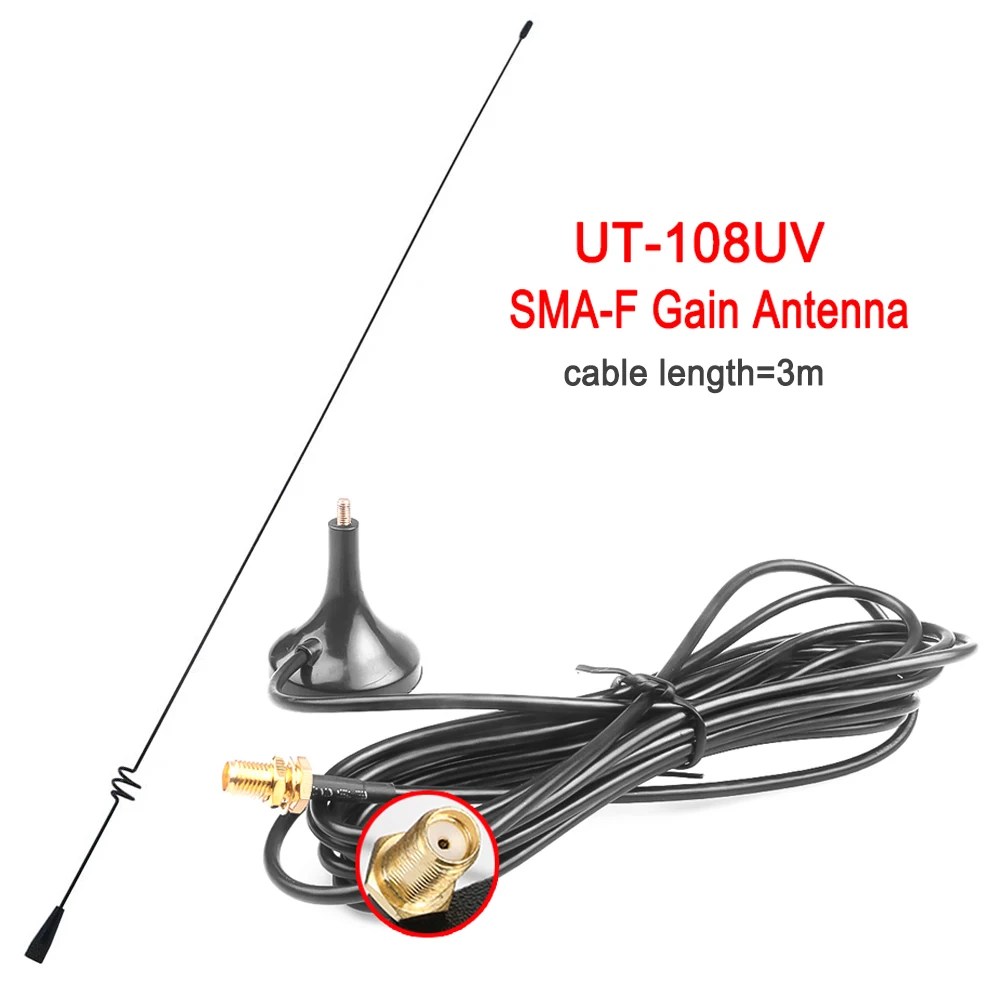 UT-108UV Car Antenna Gain Antenna SMA-F UHF VHF Magnetic Stand for Walkie Talkie UV-5R BF-888S UV-5RE UV-82