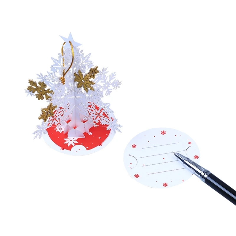 3D Popup Christmas Greeting Card Paper Holiday Snowflake Tree with Envelope Gift Dropship