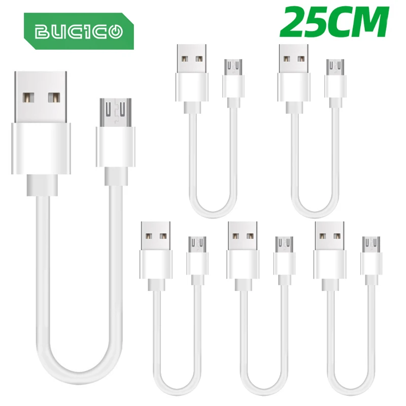 6PCS 25cm Short Micro USB Cable Android Type C USB Easy Carry Practical Charging Cable for Power Bank Samsung Huawei Sony LG