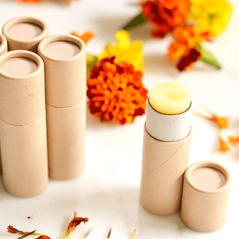 5Pcs/lot Kraft Paper Push Up Tubes Biodegradable Cardboard Cosmetic Cylindrical Packaging Lip Balm Deodorant Container