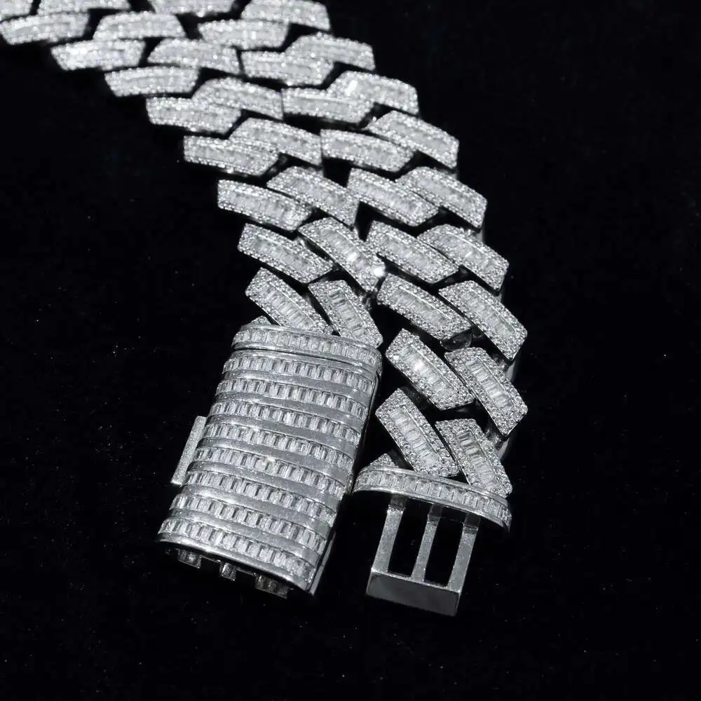 22mmhigh End European and American Popular Trendy Hip-hop Street Fashion Diamond 925 Silver Cuban Necklace