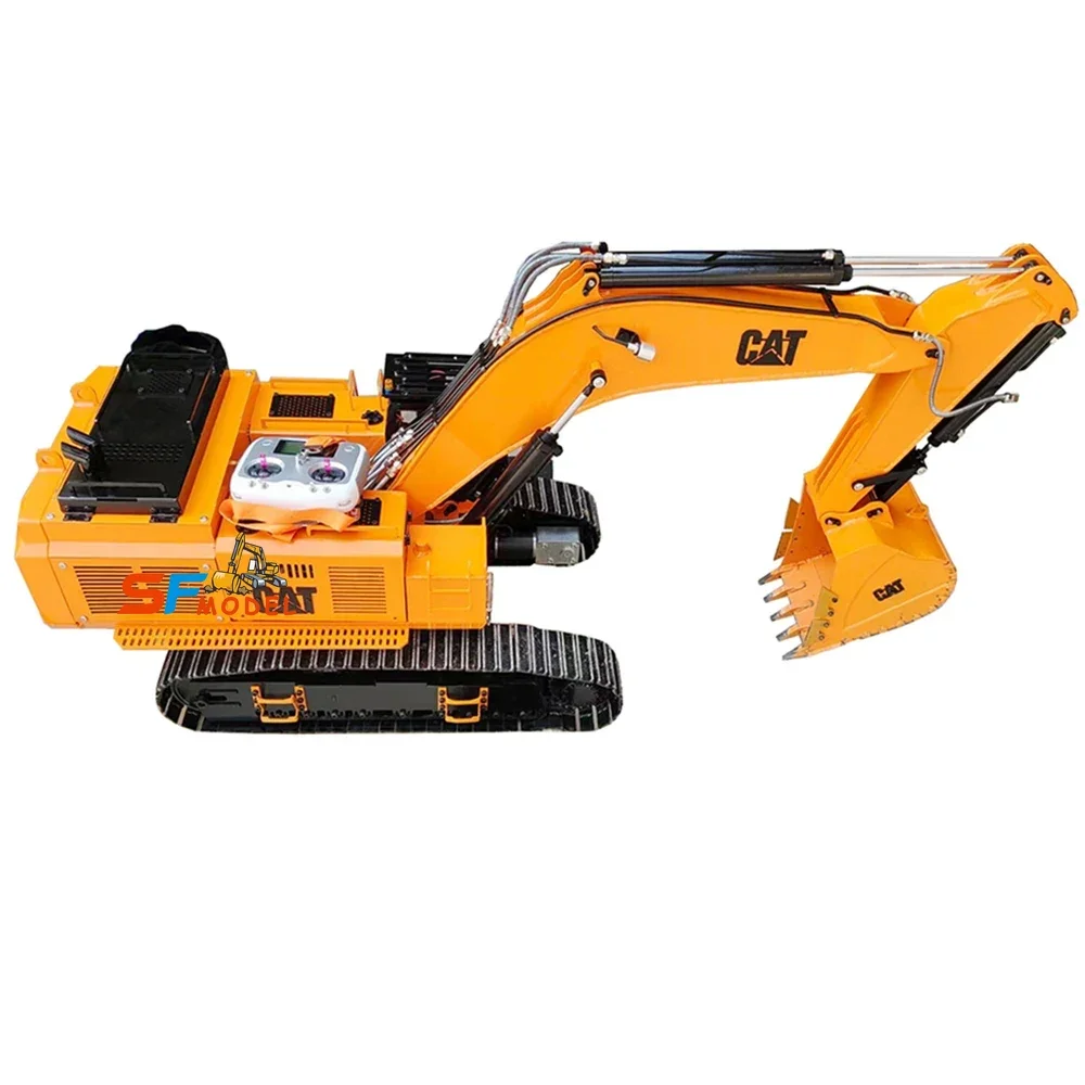 Excavadora 390D RC 1/8, excavadora hidráulica de Metal, modelo de doble cilindro, maquinaria pesada, coche de Control remoto, juguete para adultos