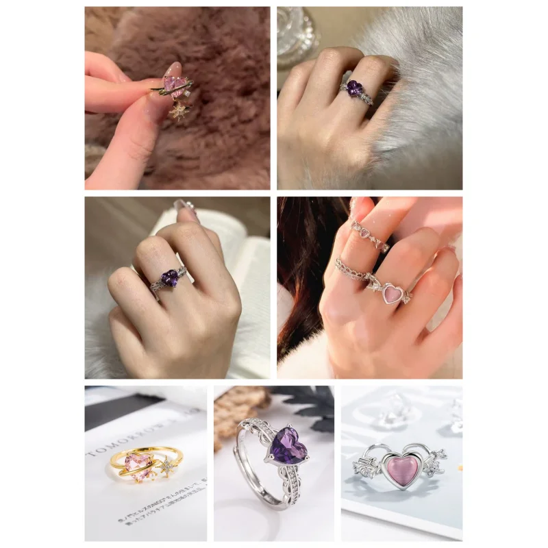 2026 New Trend Jewelry Heart-shaped Ring Set - Clover's simple design style, with a fashionable party vibe, makes it an ideal gi