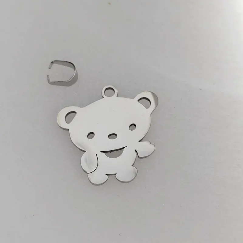 Wholesale 10pc/lot DIY Cute Bear Stainless Steel Animal Medal Charms Pendant Making Jewelry Parts Customized Items Are Welcomed
