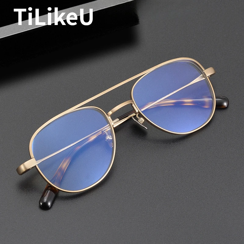 

Vintage Pure Titanium Pilot Glasses Frame for Men Women Designer Double Bridge Retro Oval Round Full Eyeglasses Spectacle 2024