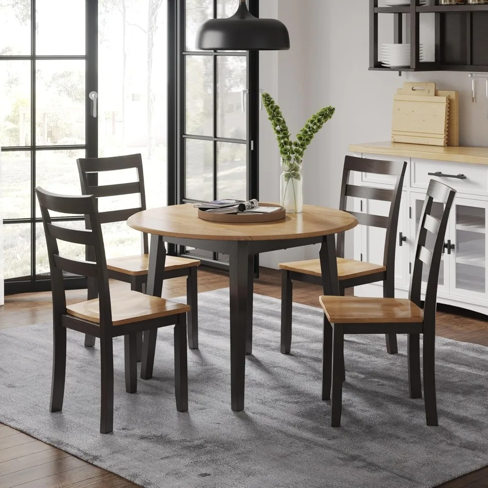 Design by Ashley Gesthaven Contemporary Dining Drop Leaf Table with 4 Legs, Light Brown & Dark Brown