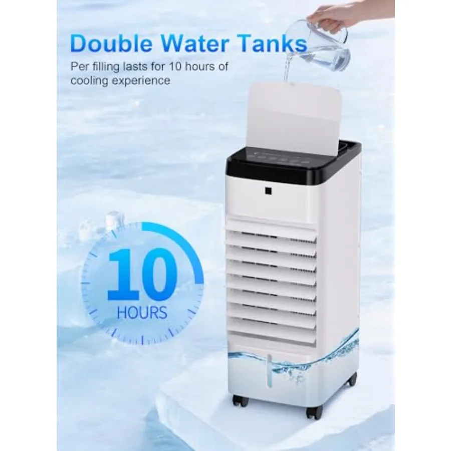 Swamp Cooler, Wdowless Portable Air Conditioner with Double Water Tank, Coolg AC Fan, 3 SpeedMode, 120 Oscillg, Evaporative Air view 2