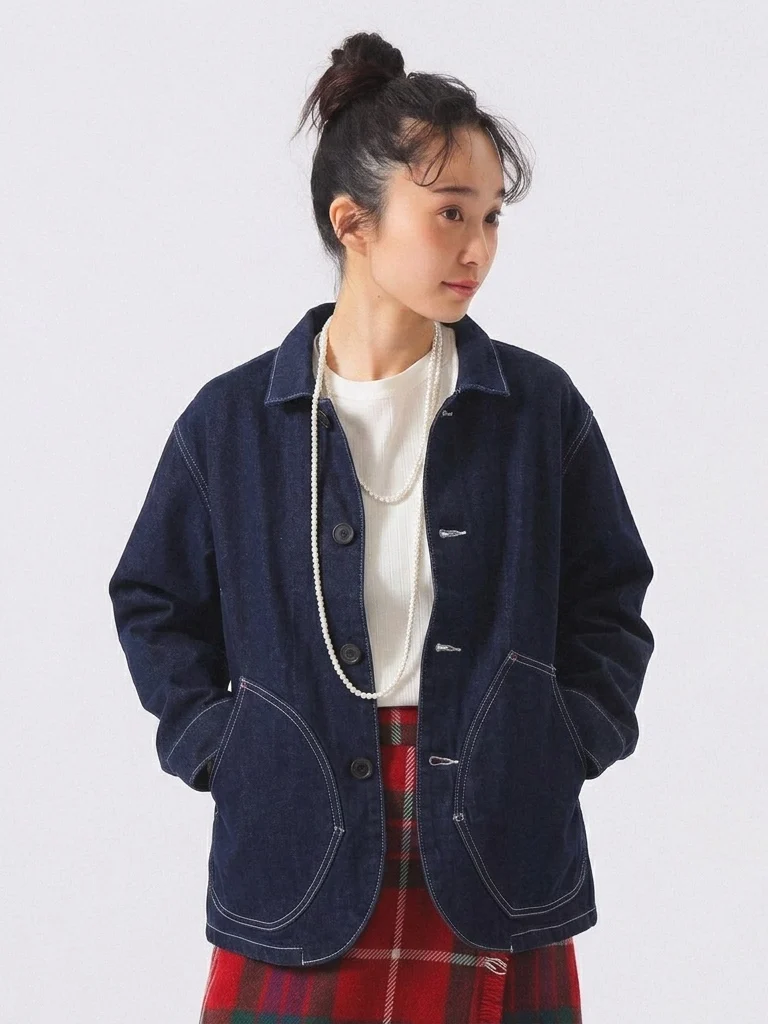 Retro Washed Japanese Style Deconstructed Pocket Denim Jacket Casual Straight Fit Workwear Outerwear Trendy Irregular Stitching