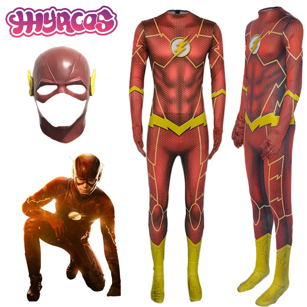 Movie Barry Jumpsuit Mask F Allen Cosplay Costume Anime Role  Uniform Tights Party Halloween For Adult Women Men Bodysuit 