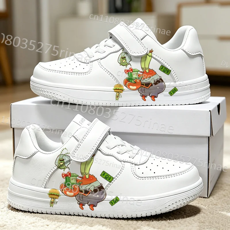 Boys Girls Exclusive S-SpongeBobs Mr. Krabs Colorful Cartoon Crab Graphic Low Top Children Casual Light Sports Footwear