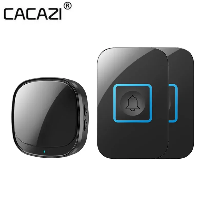 CACAZI USB Wireless Waterproof Doorbell Smart Home Door Bell Chime Kit LED Flashing Security Alarm Welcome Melodies