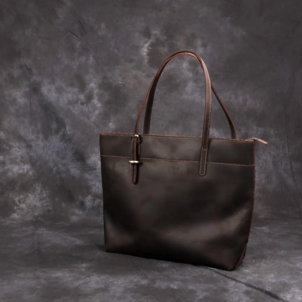 حقيبة يد، حقيبة كتف فاخرة للجنسين، طبقة أولى بسيطة من جلد البقر، حقيبة كتف كمبيوتر متعددة الاستخدامات للسفر المحمول #1