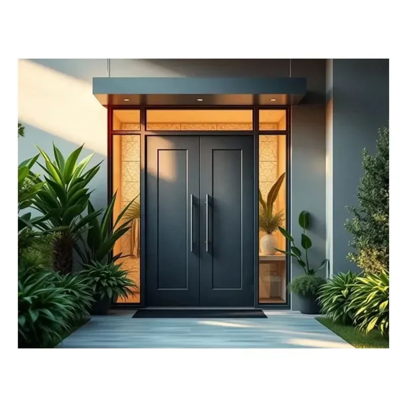 Custom Heavy Hinges Insulated Theft Weatherproof Exterior Security Front Entrance Door with Double Glass Sidelights