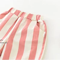 Autumn New Boy Girl Children Loose Striped Casual Pants Baby Pockets Fashion Pants Kid Outdoor Cotton Trousers Toddler Costume 6