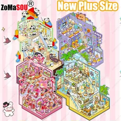 New Plus Size 3D DIY Stickers Three story Landscape Cabin Scene Stacking Pasting Festival Birthday Gift for Kid Child Student