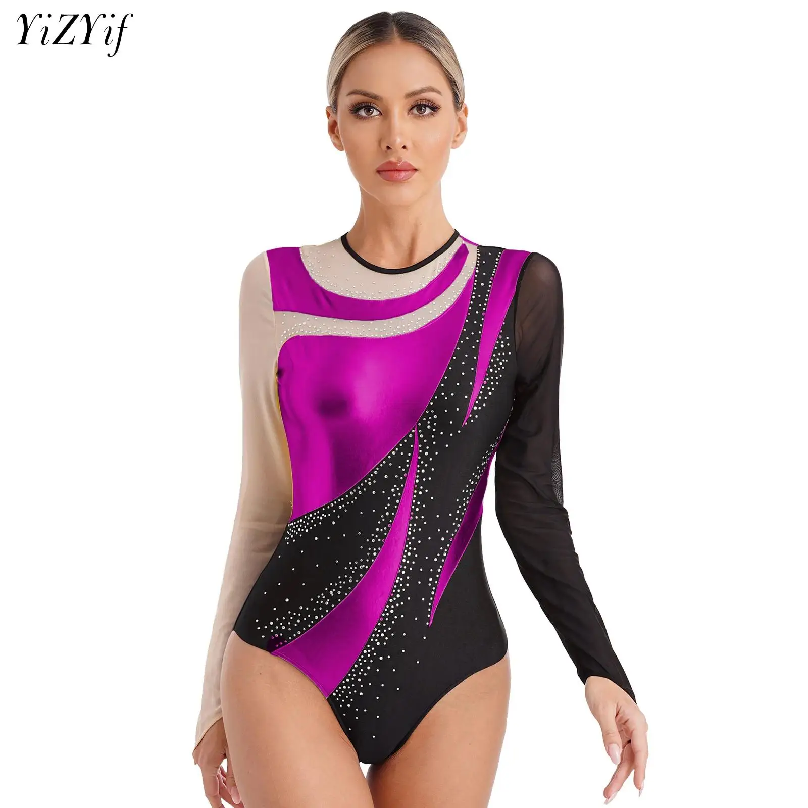 

Women Basic Dance Leotard Long Sleeve Adult Team Ballet Leotard Dancewear