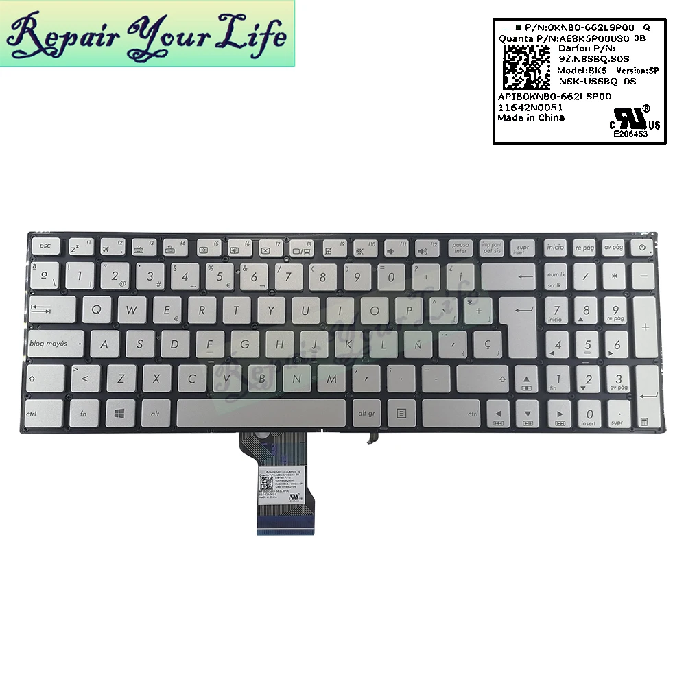 WB AF US Spanish Korean Backlit Keyboard for Asus N501V N501VW UX501V UX501VW Laptop, 0KNB0-662LSP00 662LWB00 662LAF00 662LKO00