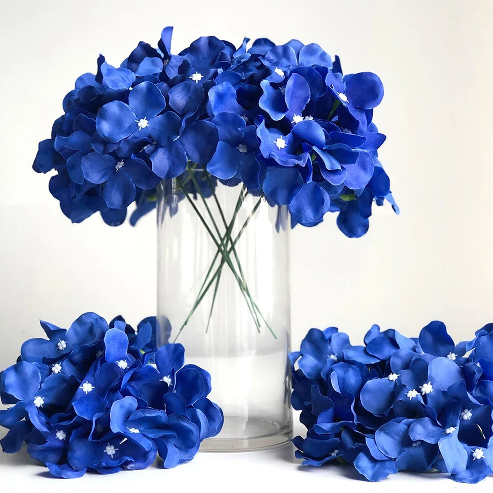 5Pcs Artificial Hydrangea With Stem Blue Faux Hydrangea Bouque Flower for Wedding Party Home Decoration Valentine Day