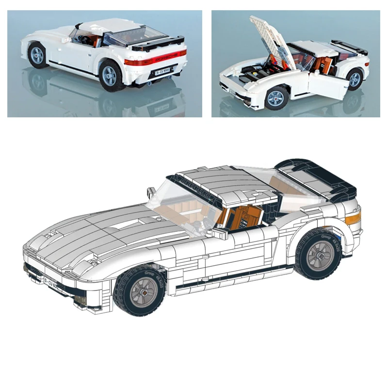 NEW White Hypercar Super Racing MOC-10295 Excellent Set Retro Sport Coupe Heedfully Engineered Building Blocks Cars Bricks Model