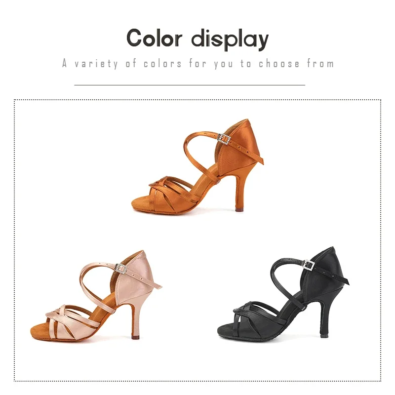 New Latin Dance Shoes Women Ballroom Tango Dancing Shoes Suede Soles Silk Party Salsa Dance Shoes for Ladies Sandals