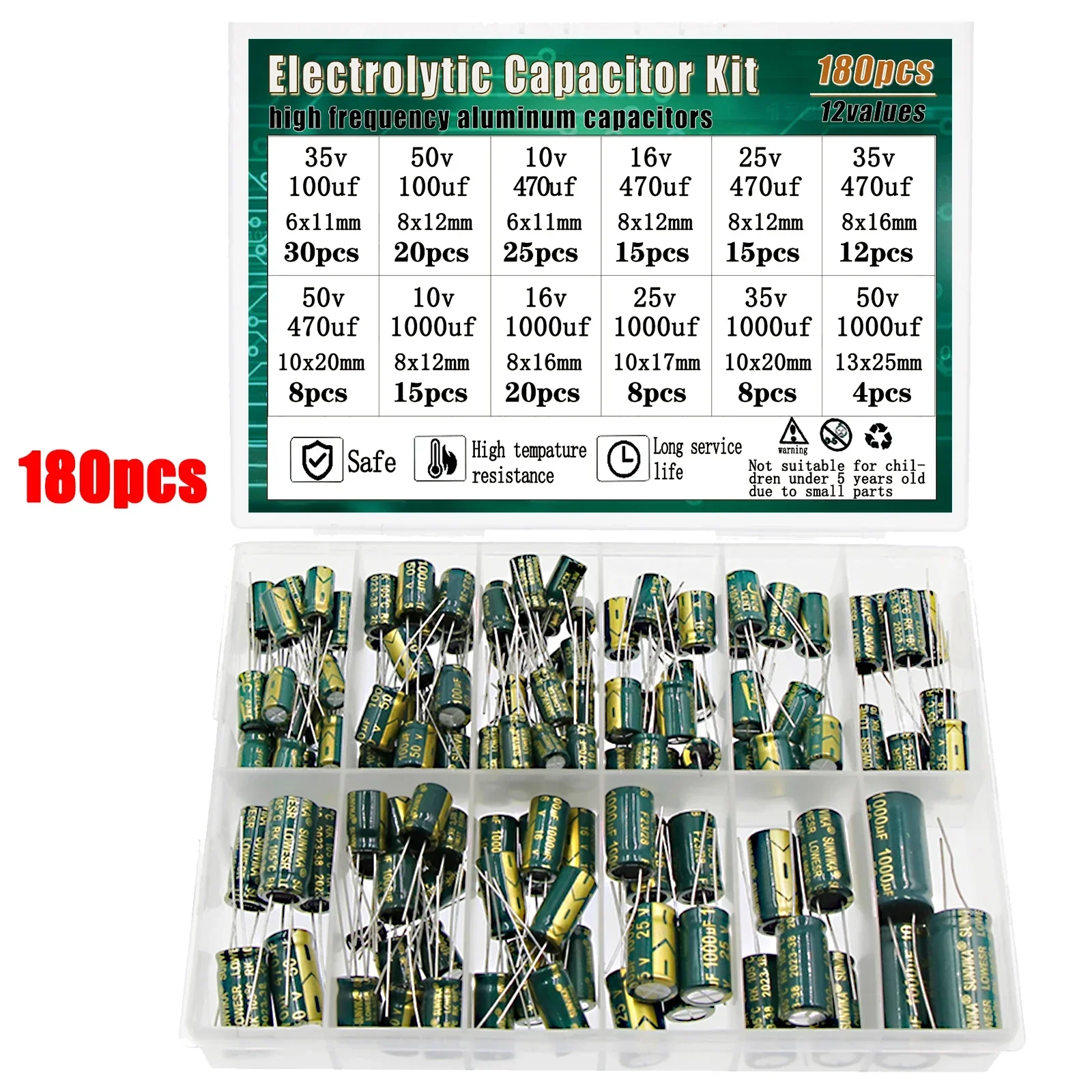 Electrolytic Capacitor Kit High Frequency Assortment 10v 16v 25v 35v 50v 400v 10uf 100uf 470uf 1000uf