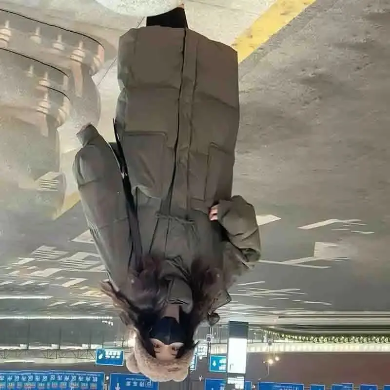 

Outcoat New Korean-style Loose Breadshirt Long Cotton-padded Jacket Women Winter with Thick Hooded Jacket Fashionable Warm Coat