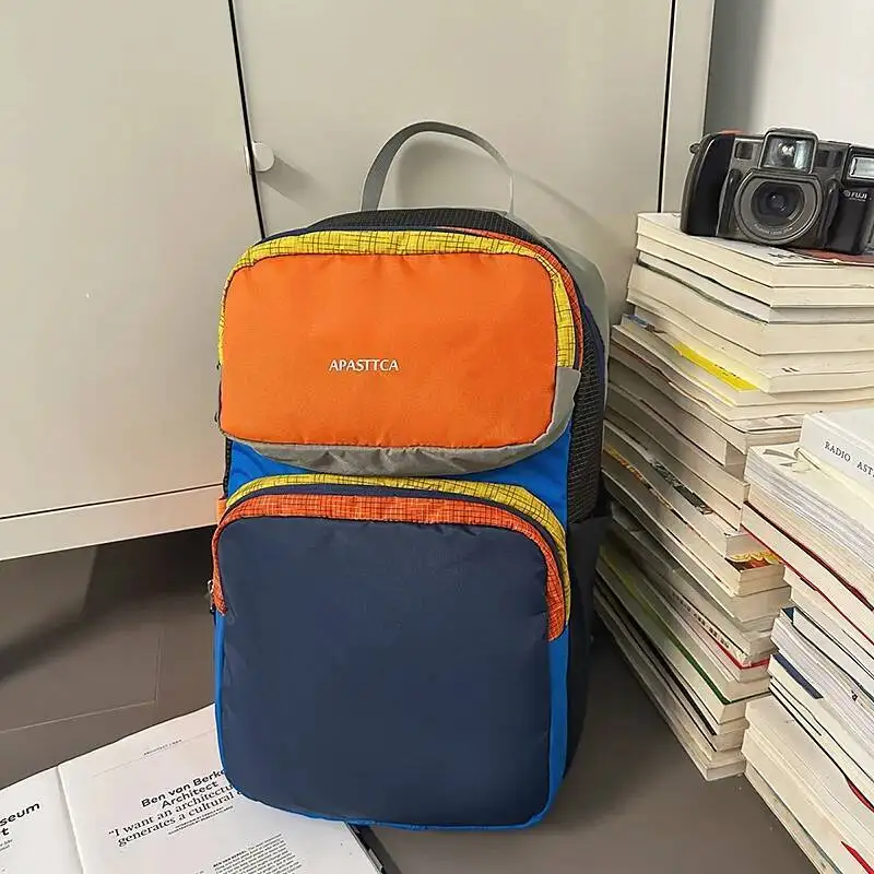 2025 New Outdoor Travel Backpack Fashion Eco-friendly Patchwork Color-blocking Versatile Ultra-light Dopamine Shoulder Bags