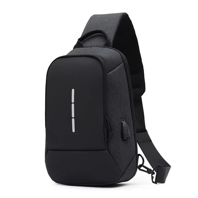 Men Anti Theft Chest Bag Shoulder Bags USB Charging Crossbody Package School Short Trip Messengers Bags Men\'s Oxford Sling Pack