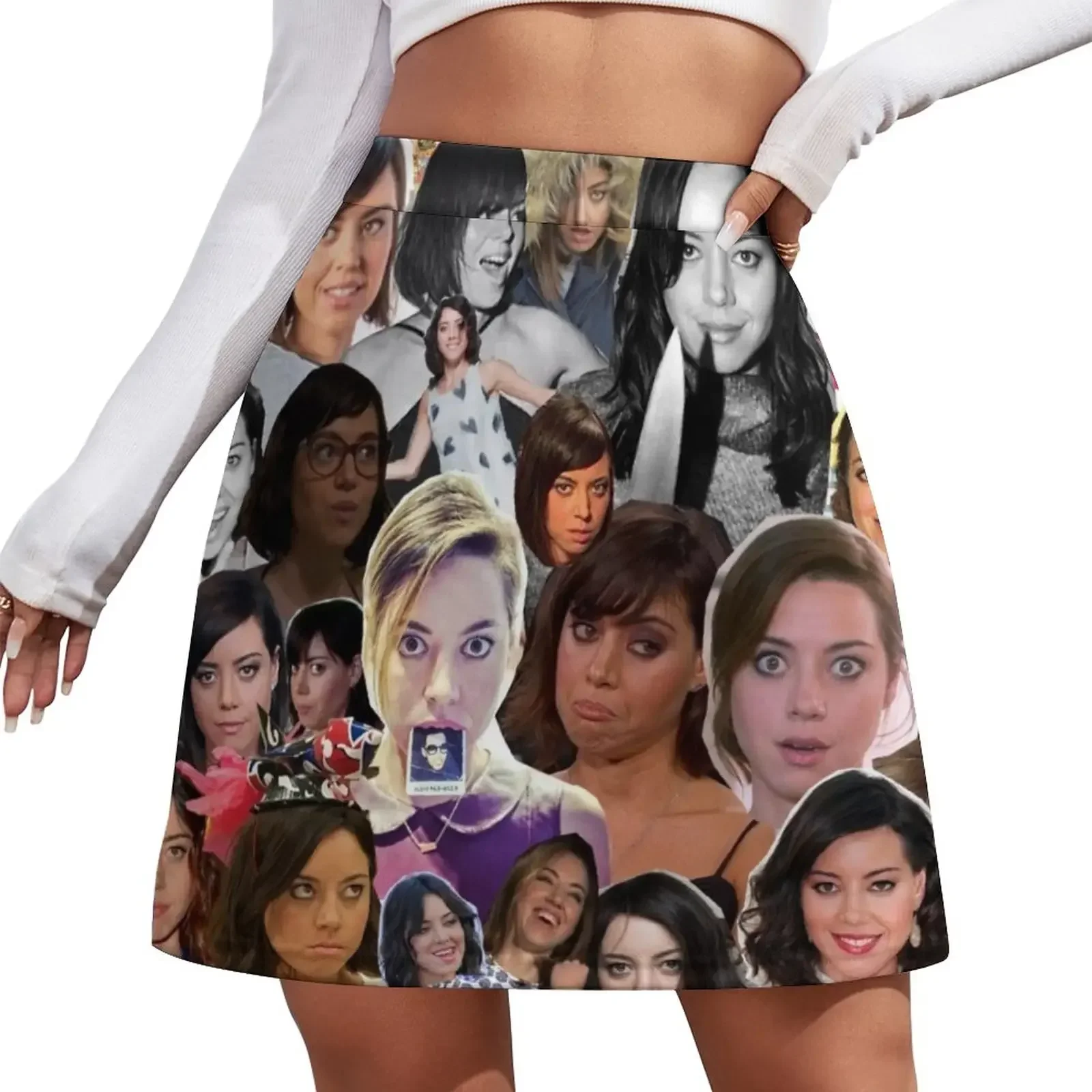 

Aubrey Plaza collage Mini Skirt skirt set korean fashion extreme mini dress Women's summer skirts