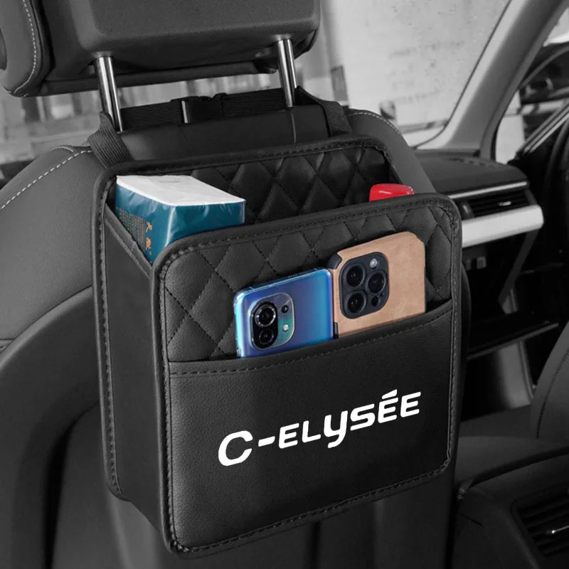 Car Multifunctional Seat Storage Bag Leather Storage Bag Garbage Bag For Citroen C-ELYSEE Auto Accessories Automobile protection