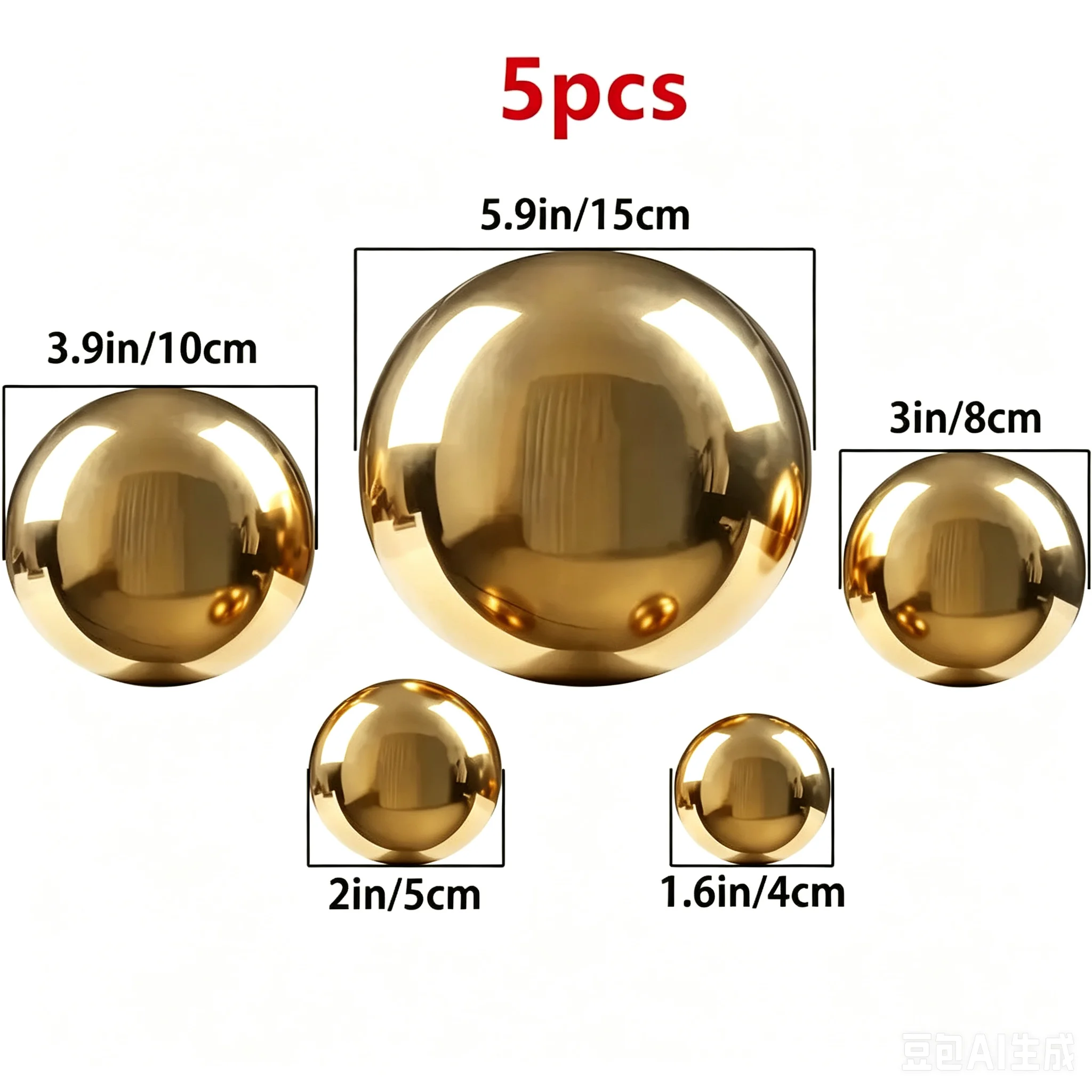 5/6pcs Gold Mirror Reflective Ball Stainless Steel Gazing Balls Polished Metal Sphere Garden Decor Figurine Outdoor Yard Home