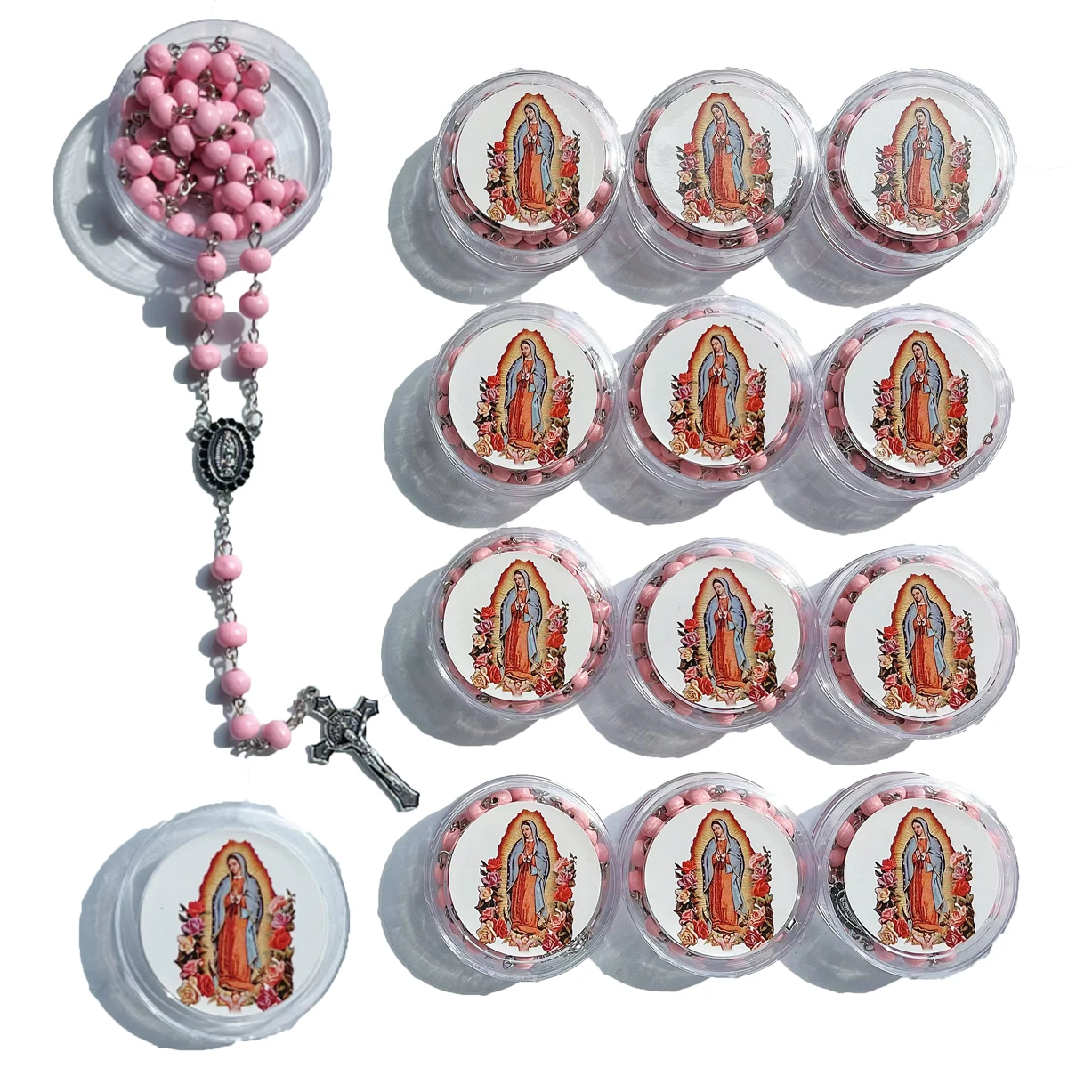 المباركة مريم العذراء الوردي بتلات الورد المعطرة مسبحة خشبية سانت كريستال حجر الراين موصل اليدوية الخرز الخشبي الكاثو