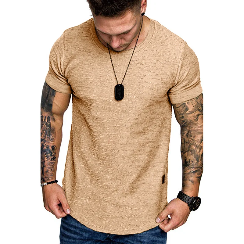 2024 New Spring/Summer Men\'s Bamboo Joint Cotton Men\'s Sports T-shirt Fashion Round Neck Casual Short sleeved T-shirt Men\'s