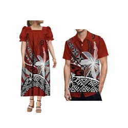 Polynesian Women's Chic Comfort Long Dress Islander Hot Couple's Clothing MUMU Samoa Printed Shirt For Men