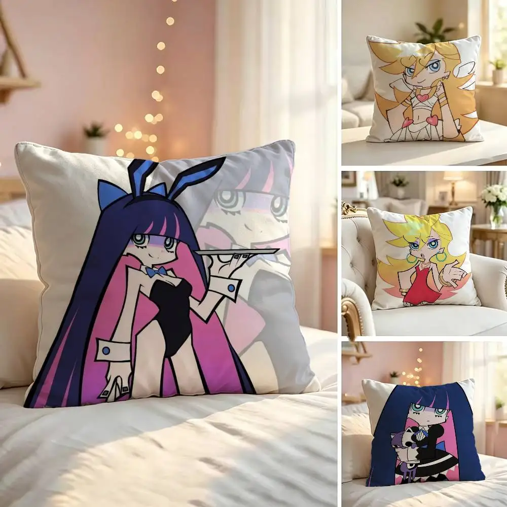 Panty Stocking with Garterbelt Cartoon stocking Pillow Case Sofa Living Room for Bedroom Headboard Backrest Cushion Square Time