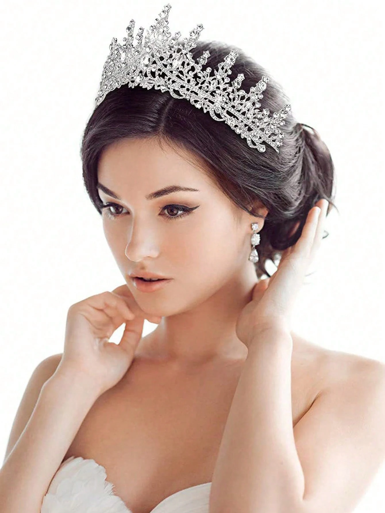 European Baroque Style Heavy-Duty Full Diamond Crown Bridal Wedding Crown, Dinner Birthday Runway Show Diamond-Encrusted Hair Cr view 5