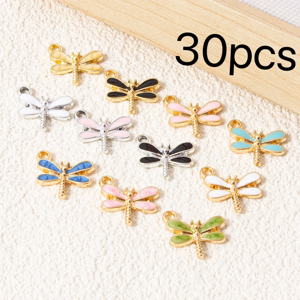 40pcs Cute Mini Dragonfly Charms Enamel Pendant For DIY Handmade Earrings Bracelets Necklace Jewelry Making Findings Accessories