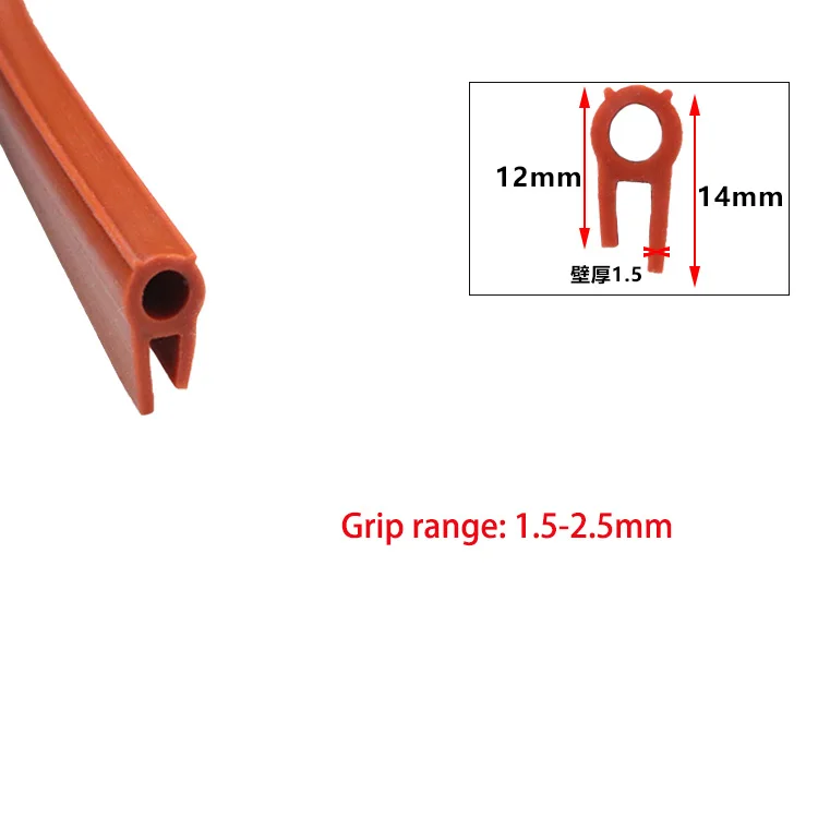 NONE 1Meter Silikon Dichtung Streifen U Typ Mit Top Blase Ofen Hohe Temperatur Gummi Anti-kollision Streifen Metall Rand banding Teile 8