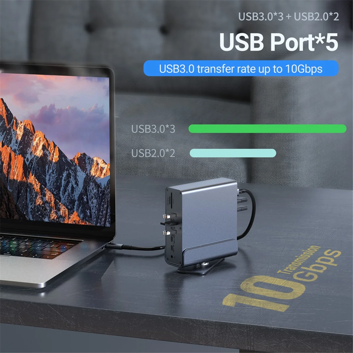 محطة إرساء USB-C جديدة 15 في 1 محور عمودي 4K HD مع شاشة ثلاثية، RJ45 1000M، USB 3.0/2.0، PD 3.0، SD/TF لأجهزة الكمبيوتر المحمول