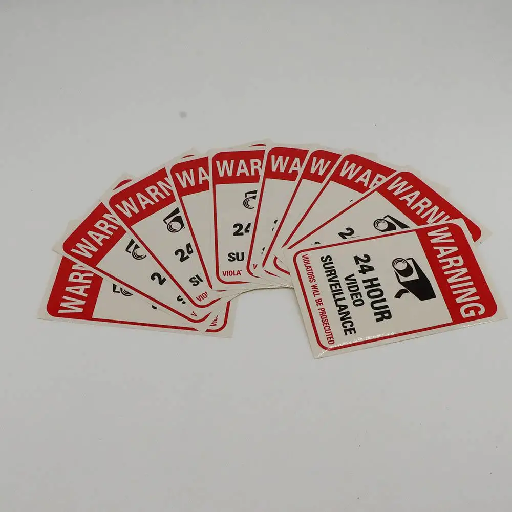 10pcs Video Surveillance Security Camera Sign Stickers Decals Warning Sticker Warning Signs