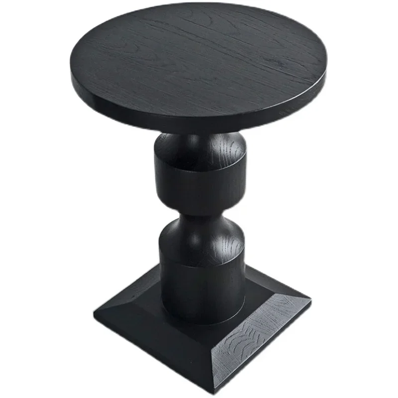 Nordic Creative Black Solid Wood Coffee Table Sofa Side Table Light Luxury Bedroom Nightstand Living Room Furniture - view 5